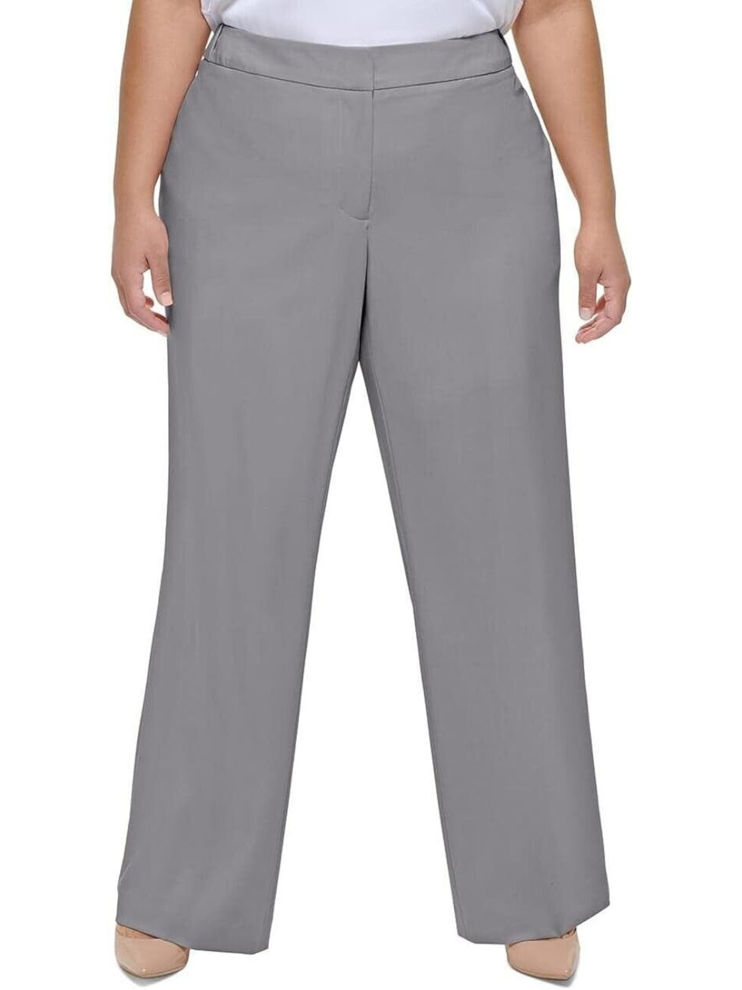 CALVIN KLEIN Womens Gray Zippered Pocketed Mid-rise Tapered Leg Ankle Wear To Work Pants Plus 18W